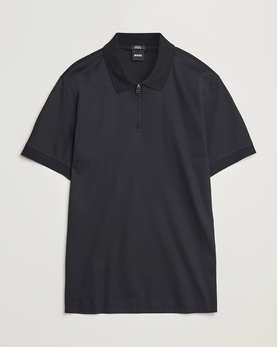 Herr | Pikéer | BOSS BLACK | Paras Mercerized Half Zip Polo Black