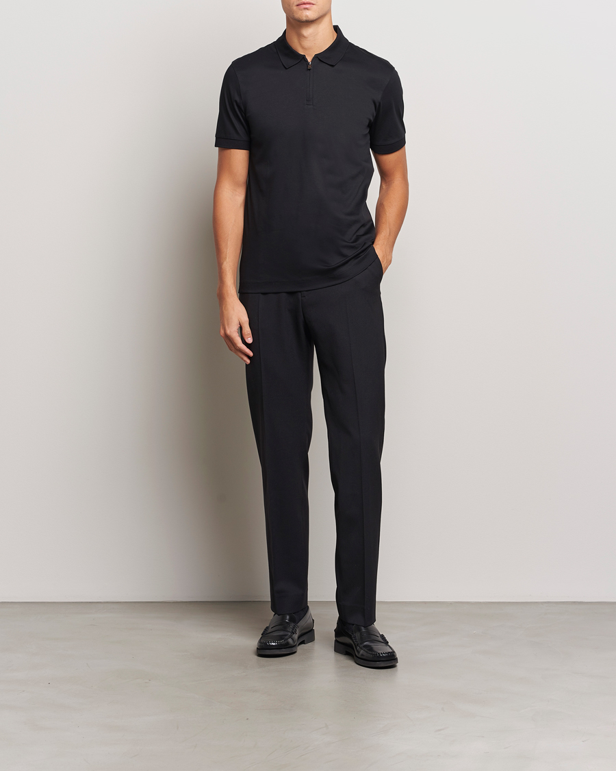 Herr | Pikéer | BOSS BLACK | Paras Mercerized Half Zip Polo Black