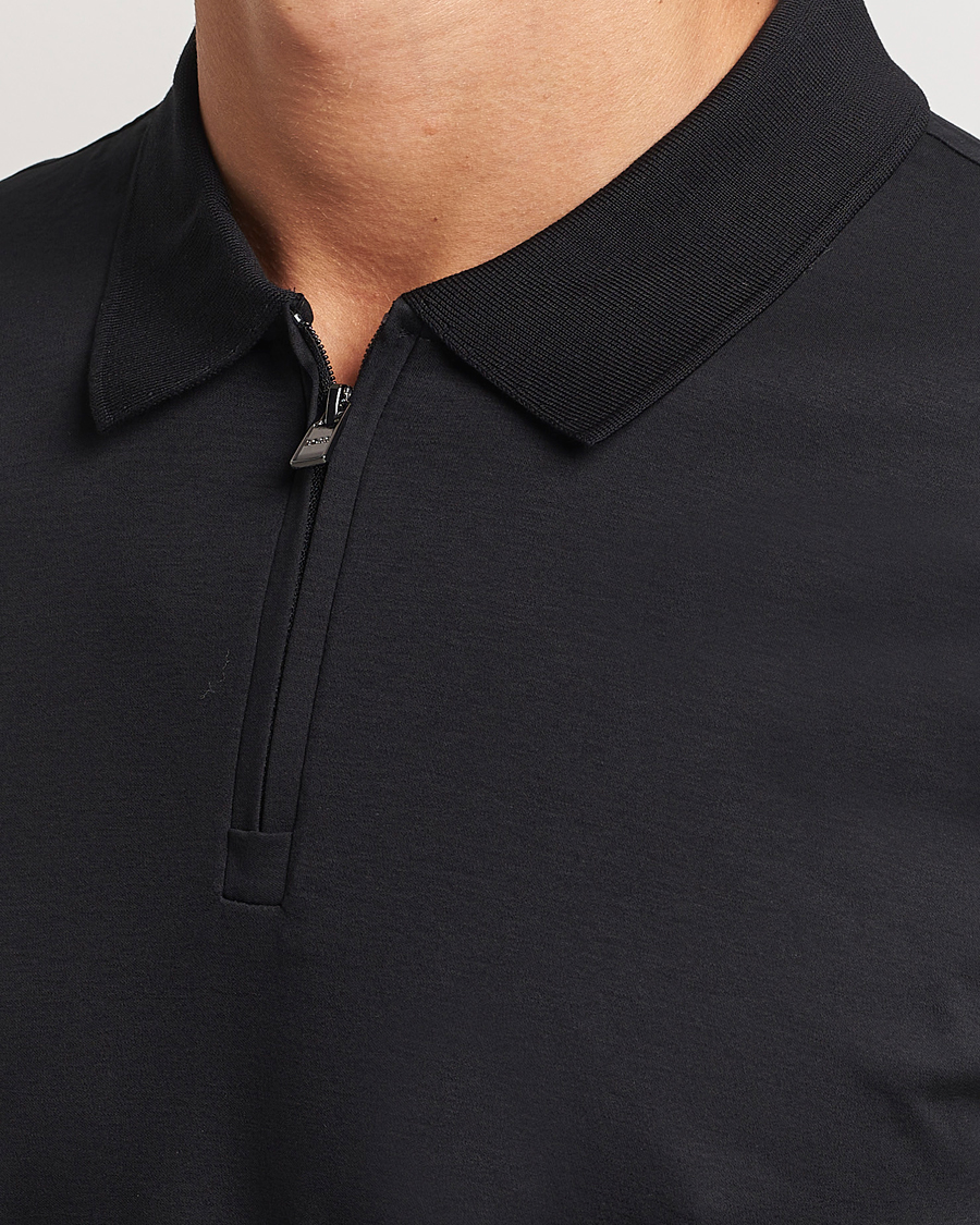 Herr | Pikéer | BOSS BLACK | Paras Mercerized Half Zip Polo Black