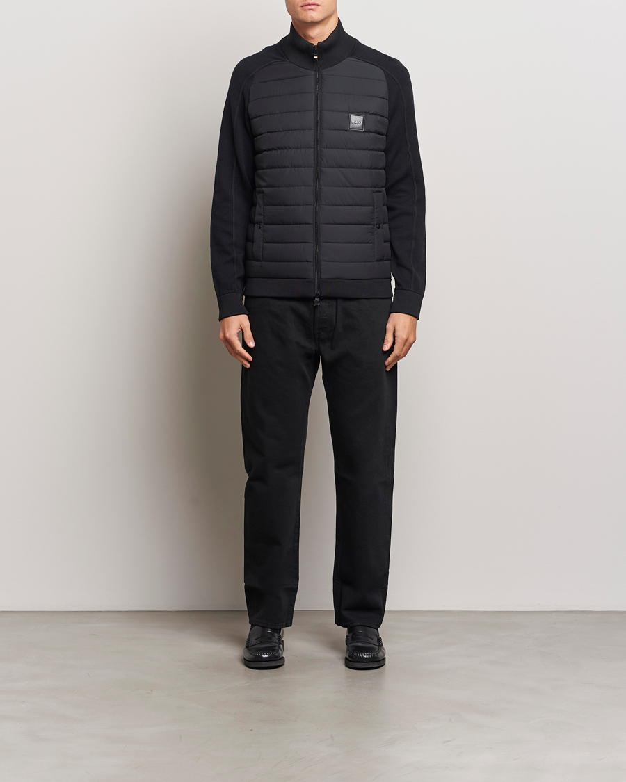Herr | Jackor | BOSS BLACK | Esfero Hybrid Full Zip Black