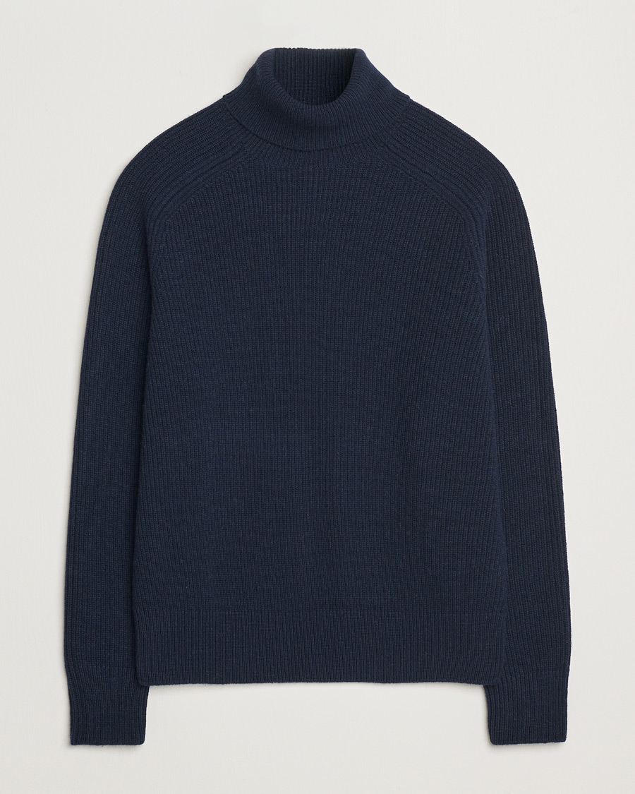Herr | Tröjor | BOSS BLACK | Evento Wool Rib Knitted Polo Dark Blue