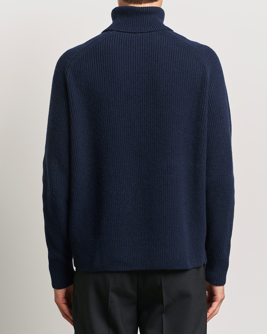 Herr | Tröjor | BOSS BLACK | Evento Wool Rib Knitted Polo Dark Blue
