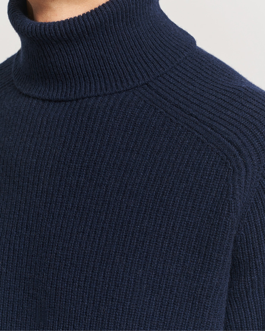 Herr | Tröjor | BOSS BLACK | Evento Wool Rib Knitted Polo Dark Blue