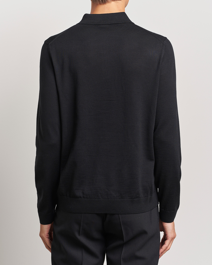 Herr | Tröjor | BOSS BLACK | Lancione Merino Knitted Polo Black