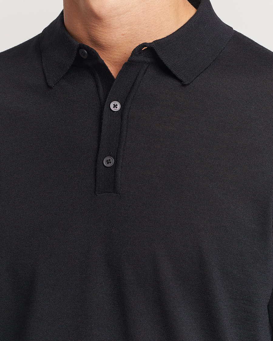 Herr | Tröjor | BOSS BLACK | Lancione Merino Knitted Polo Black