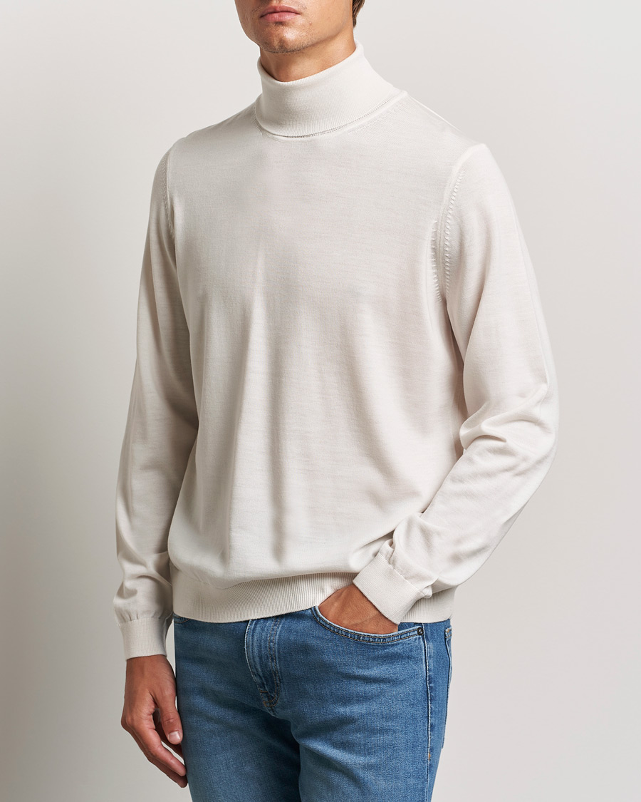 Herr | Tröjor | BOSS BLACK | Musso Merino Knitted Polo Open White