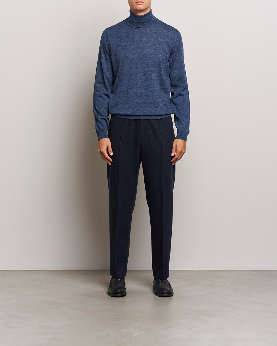 Herr | Tröjor | BOSS BLACK | Musso Merino Knitted Polo Bright Blue