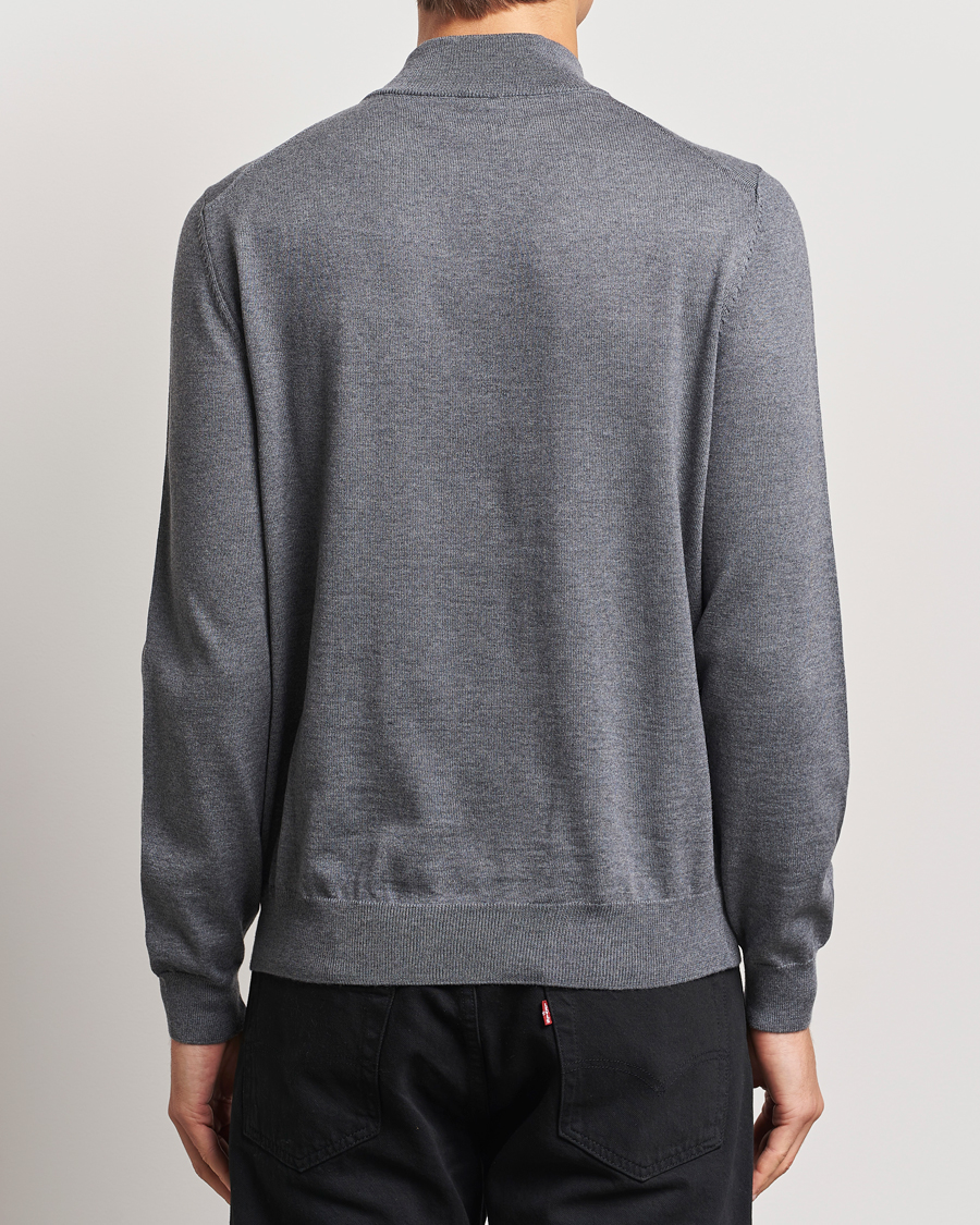 Herr | Tröjor | BOSS BLACK | Ebenji Merino Knitted Half Zip Medium Grey