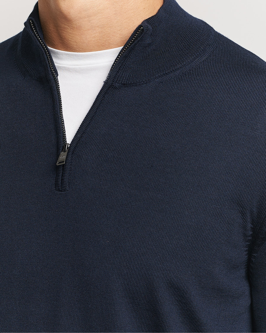 Herr | Tröjor | BOSS BLACK | Ebenji Merino Knitted Half Zip Dark Blue