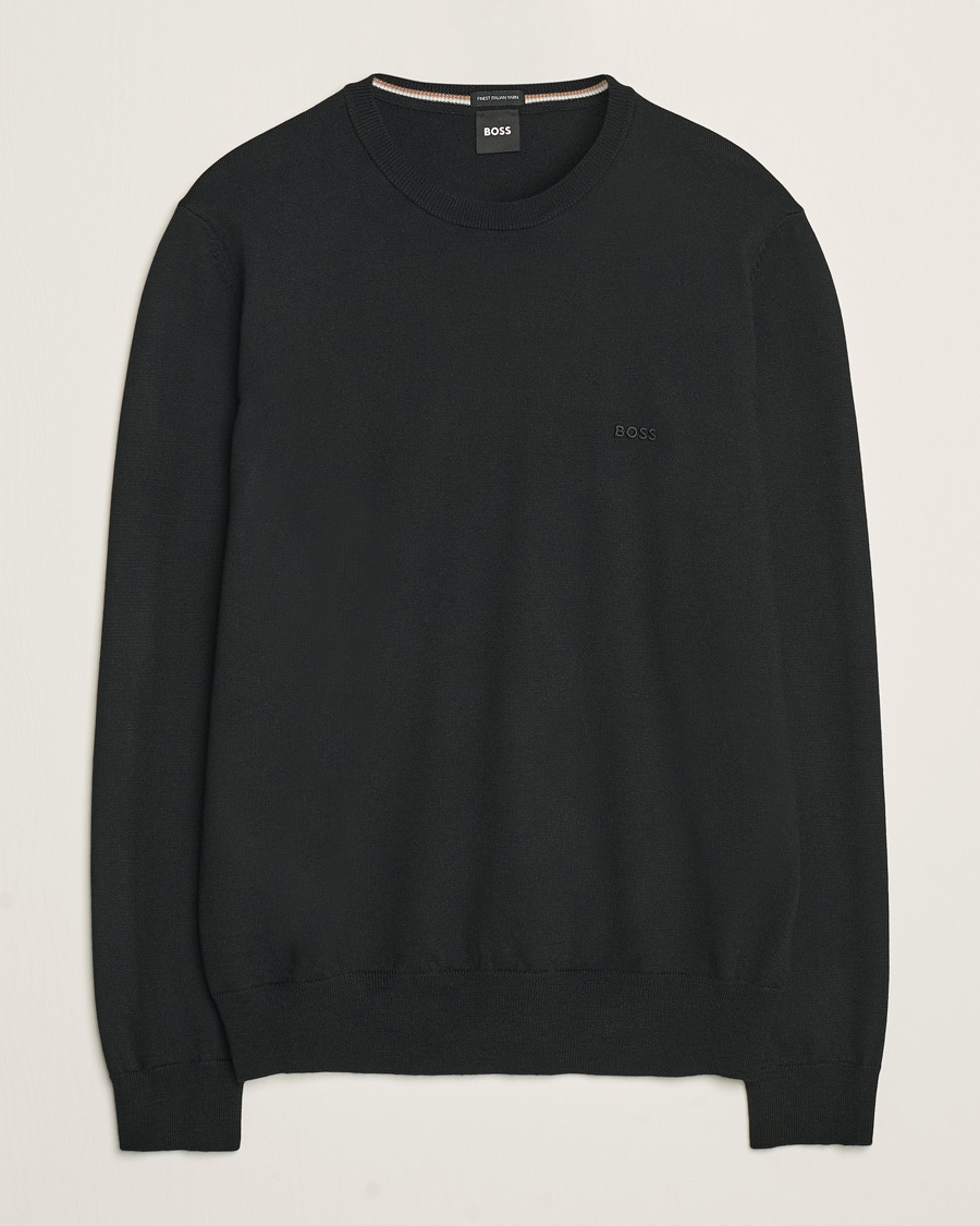 Herr | Tröjor | BOSS BLACK | Botto Merino Knitted Pullover Black