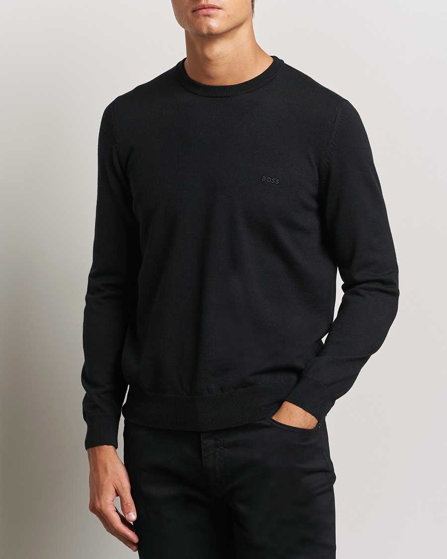 Herr | Tröjor | BOSS BLACK | Botto Merino Knitted Pullover Black