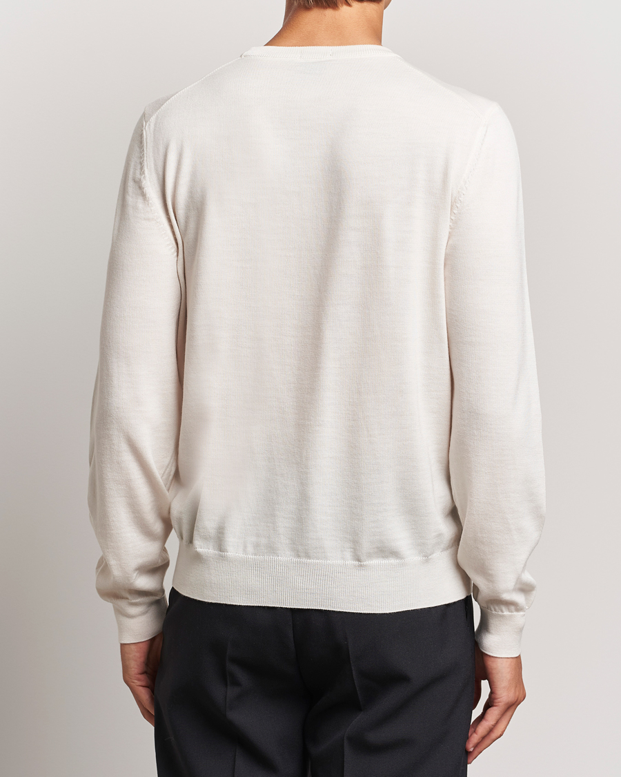 Herr | Tröjor | BOSS BLACK | Botto Merino Knitted Pullover Open White