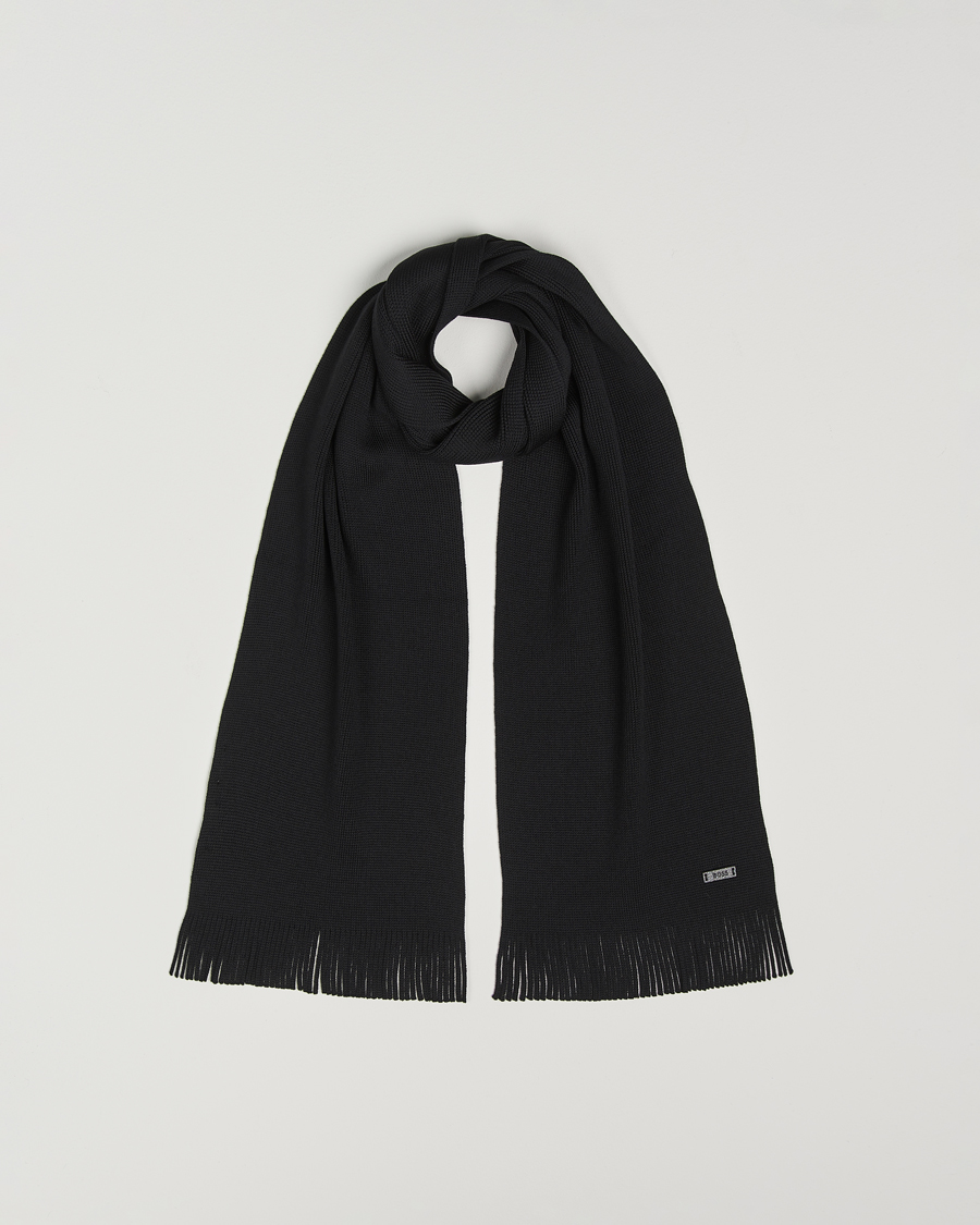 Herr | BOSS BLACK Albas Wool Scarf Black | BOSS BLACK | Albas Wool Scarf Black