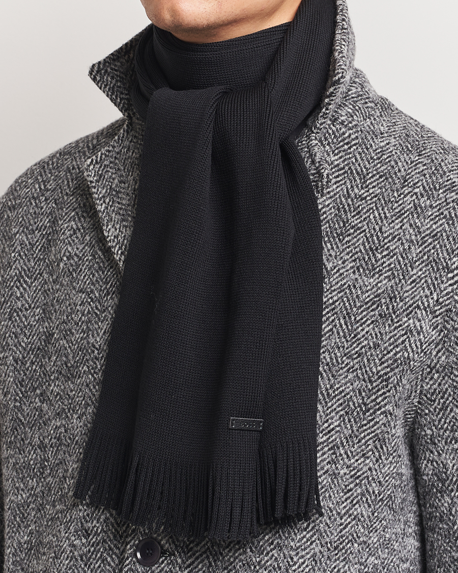 Herr | BOSS BLACK Albas Wool Scarf Black | BOSS BLACK | Albas Wool Scarf Black