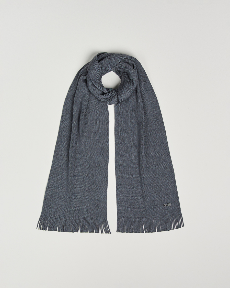 Herr | BOSS BLACK Albas Wool Scarf Medium Grey | BOSS BLACK | Albas Wool Scarf Medium Grey