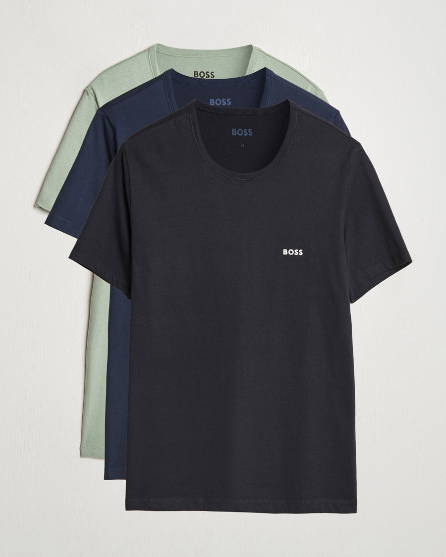 Herr | T-Shirts | BOSS BLACK | 3-Pack Crew Neck T-Shirt Black/Navy/Green