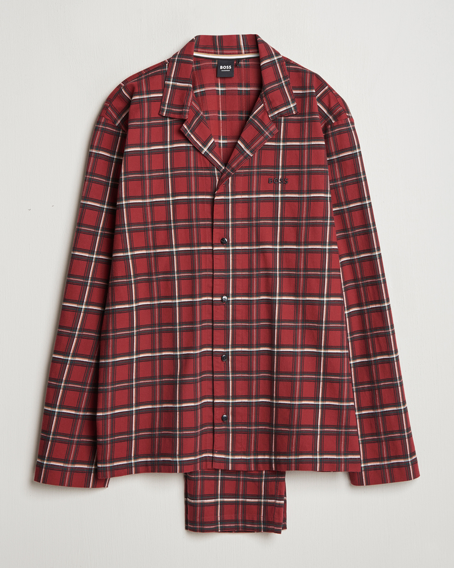 Herr | Pyjamas & Morgonrockar | BOSS BLACK | Holiday Checked Pyjama Set Dark Red