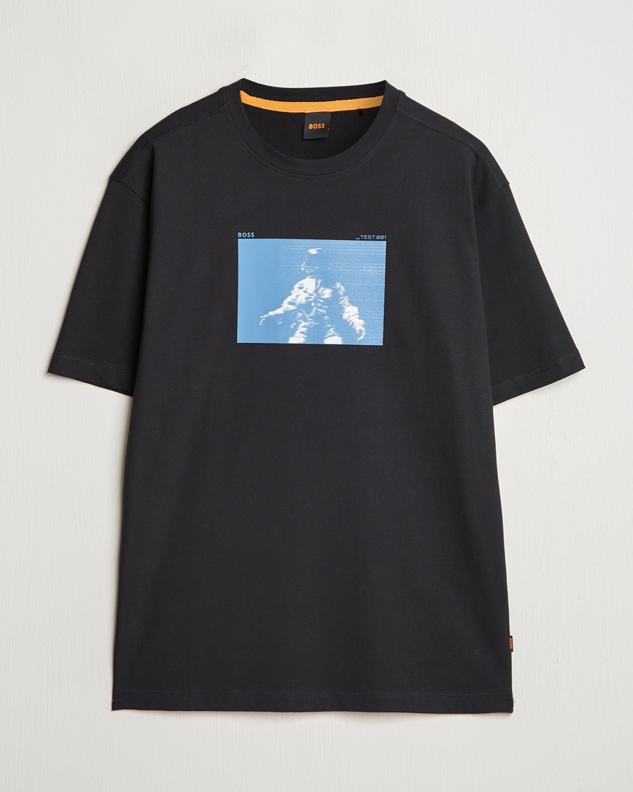 Herr | T-Shirts | BOSS ORANGE | Printed Crew Neck T-Shirt Black