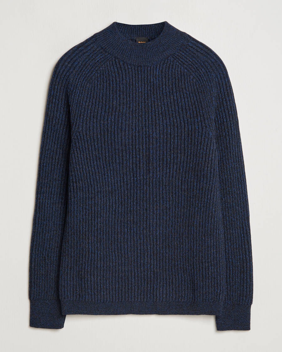 Herr | Tröjor | BOSS ORANGE | Kearth Rib Knitted Polo Open Blue