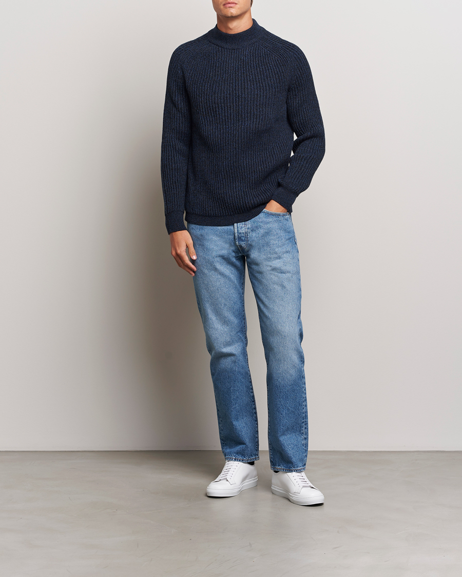 Herr | Tröjor | BOSS ORANGE | Kearth Rib Knitted Polo Open Blue
