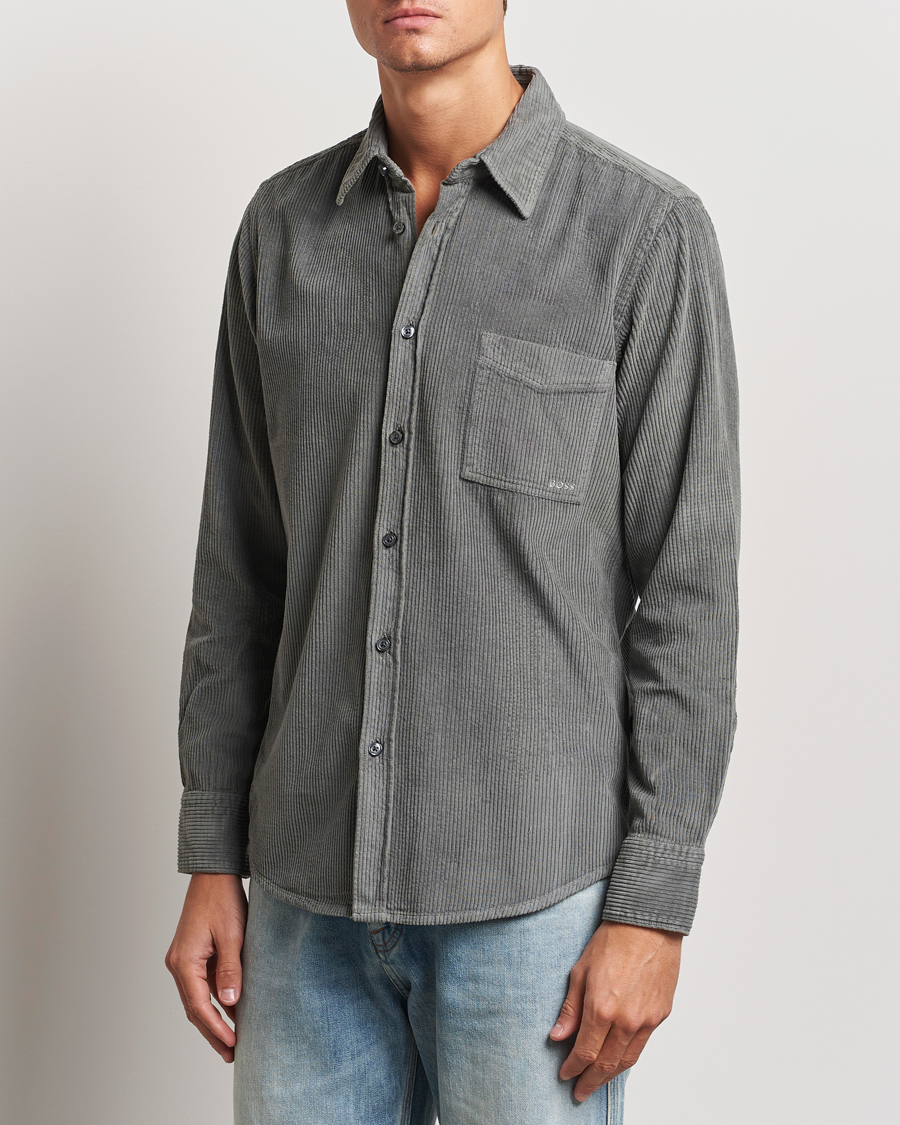 Herr | Skjortor | BOSS ORANGE | Relegant Corduroy Shirt Open Grey