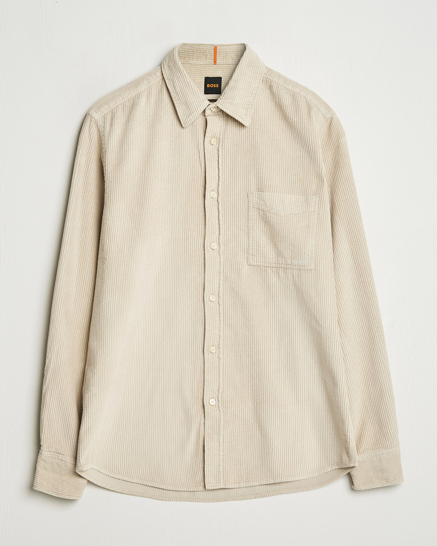Herr | Skjortor | BOSS ORANGE | Relegant Corduroy Shirt Light Beige