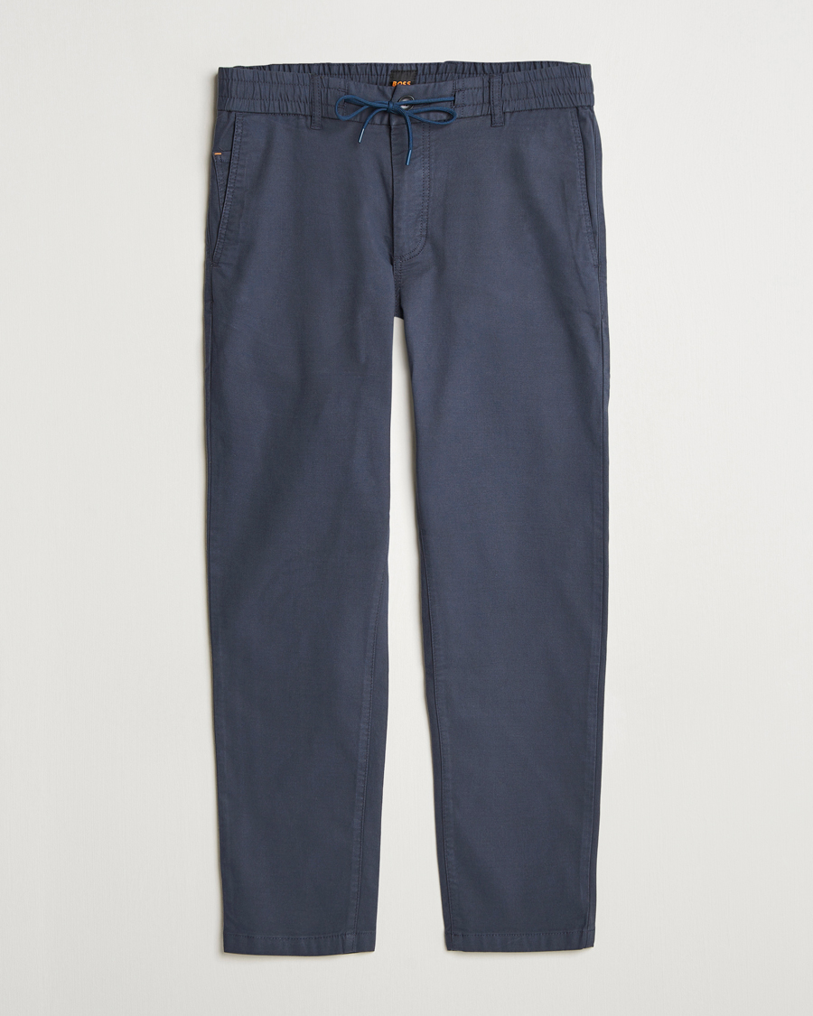 Herr | Byxor | BOSS ORANGE | Tapered Drawstring Trousers Dark Blue
