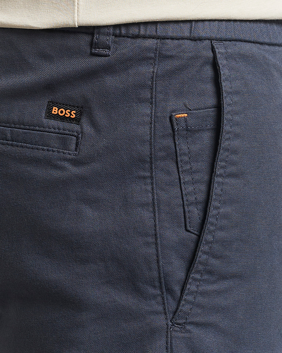 Herr | Byxor | BOSS ORANGE | Tapered Drawstring Trousers Dark Blue