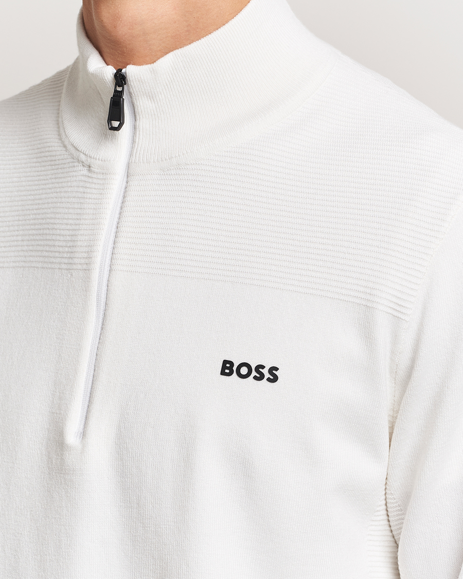 Herr | Tröjor | BOSS GREEN | Momentum Knitted Half Zip White