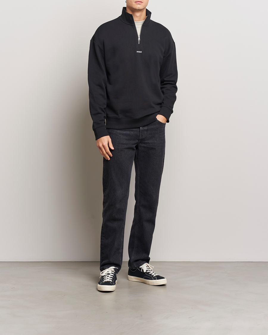 Herr | Tröjor | HUGO | Durty Half Zip Sweatshirt Black