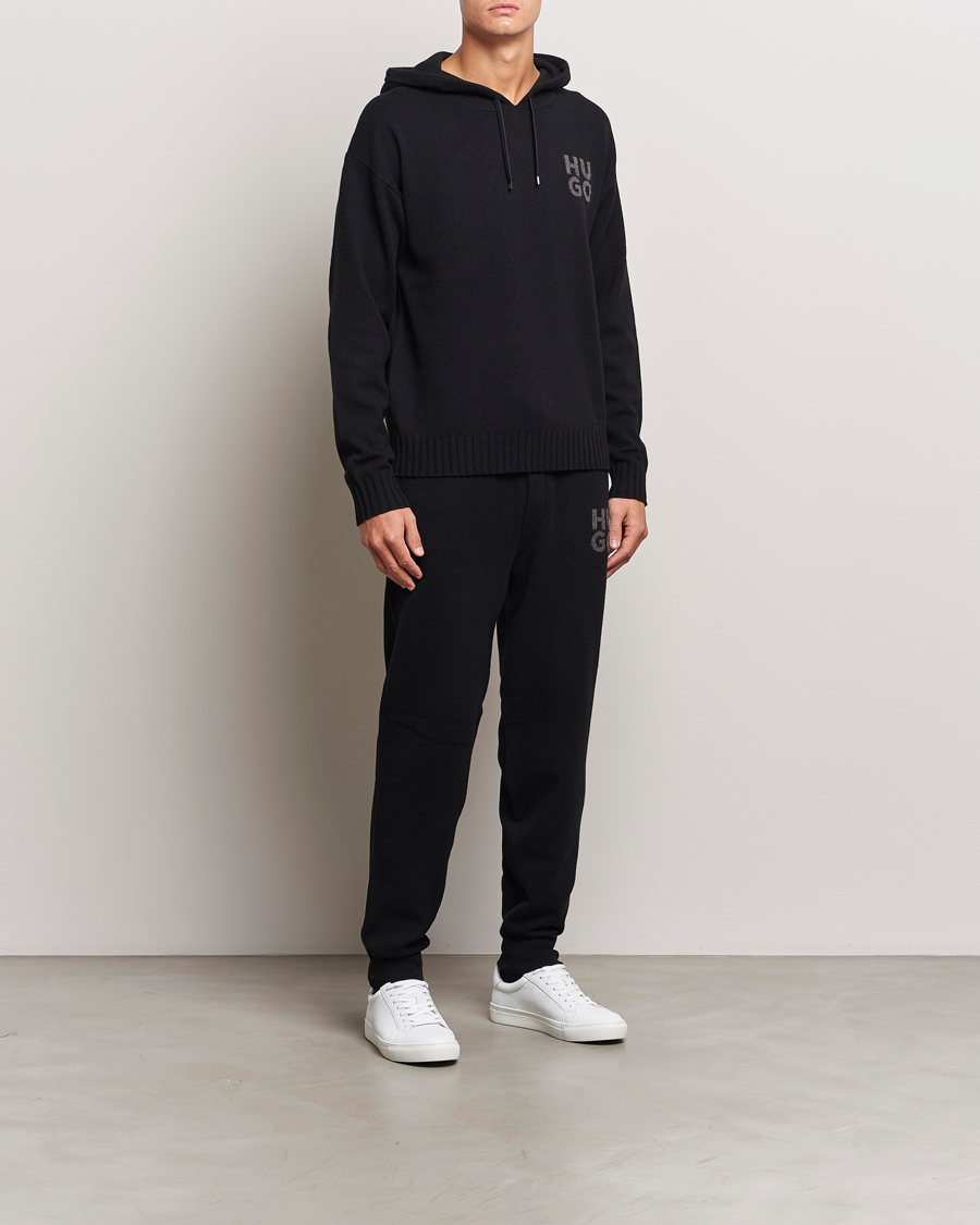 Herr | Byxor | HUGO | San Steero Wool Knitted Joggers Black