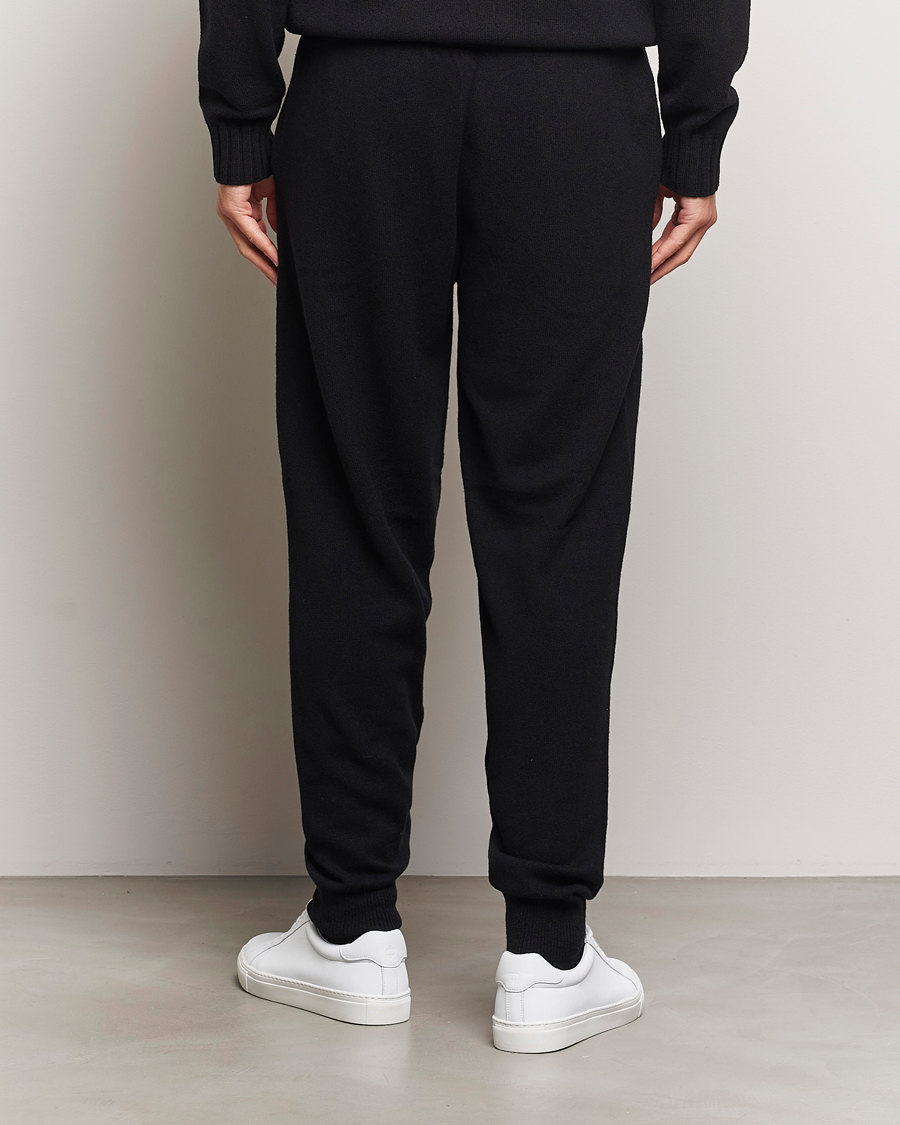 Herr | Byxor | HUGO | San Steero Wool Knitted Joggers Black