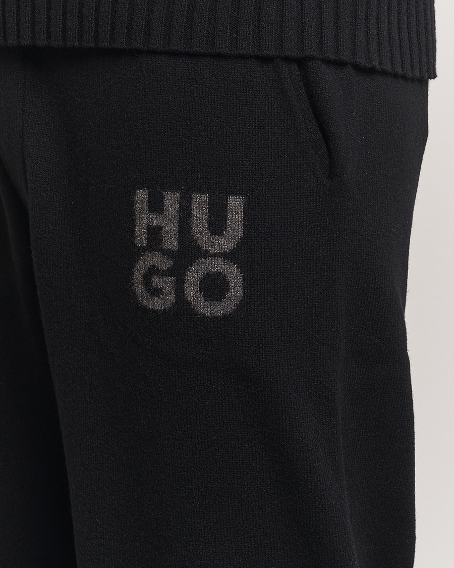 Herr | Byxor | HUGO | San Steero Wool Knitted Joggers Black