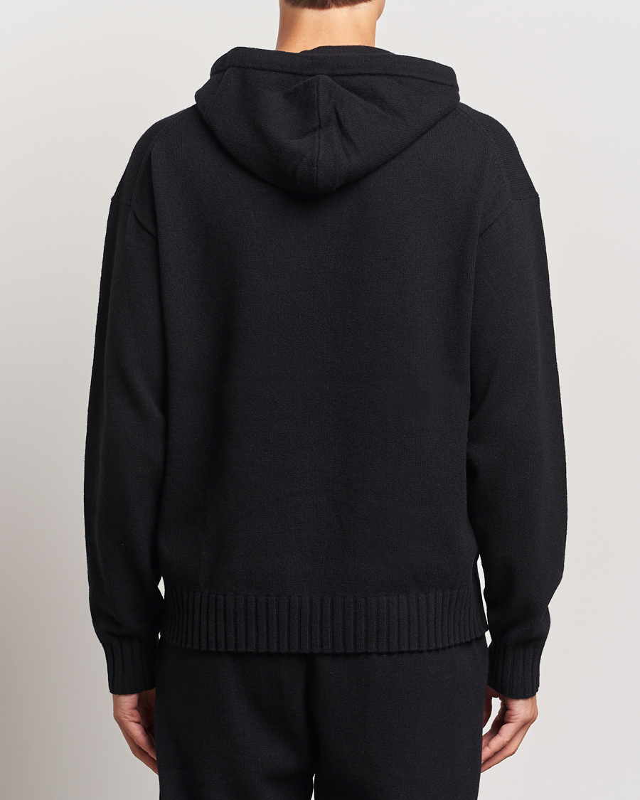 Herr | Tröjor | HUGO | San Henry Wool Knitted Hoodie Black
