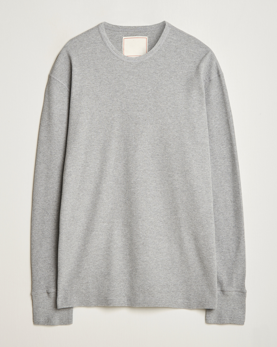 Herr | Tröjor | Jeanerica | Jean Waflle Texture Sweater Light Grey Melange