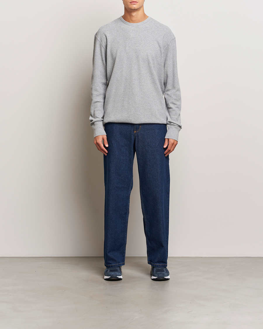 Herr | Tröjor | Jeanerica | Jean Waflle Texture Sweater Light Grey Melange