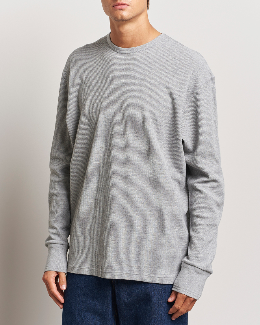 Herr | Tröjor | Jeanerica | Jean Waflle Texture Sweater Light Grey Melange