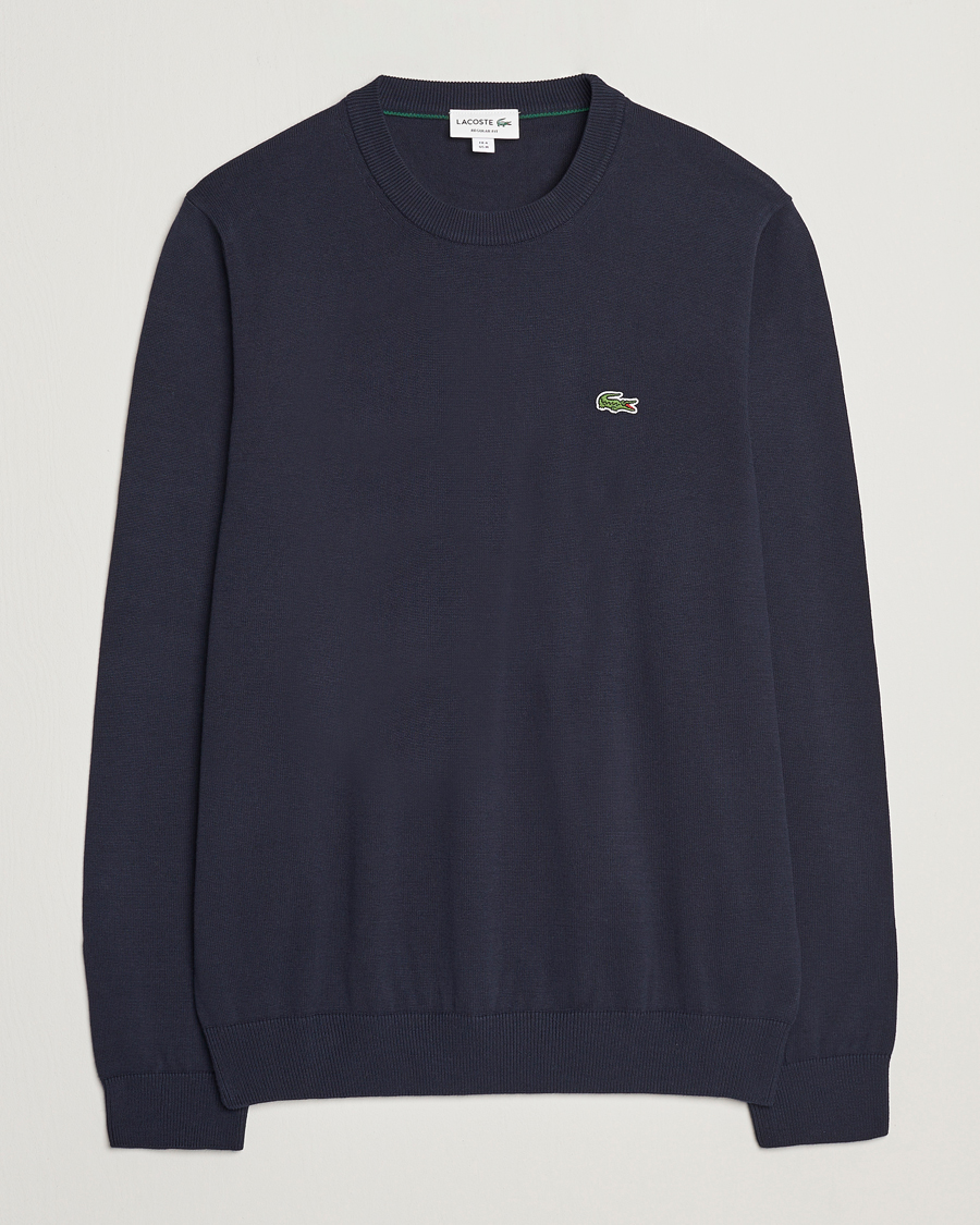 Herr | Tröjor | Lacoste | Cotton Knitted Sweater Navy Blue