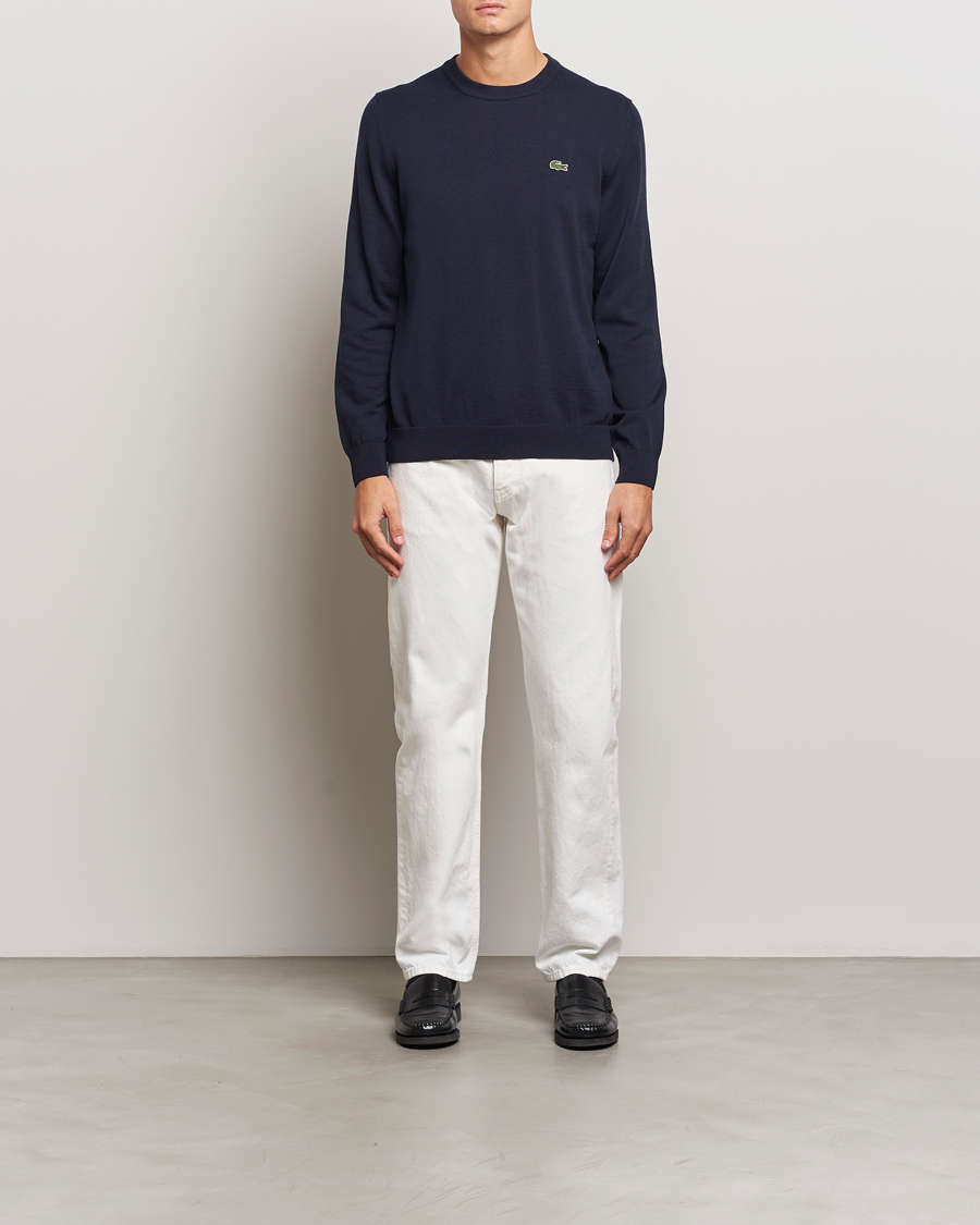 Herr | Tröjor | Lacoste | Cotton Knitted Sweater Navy Blue