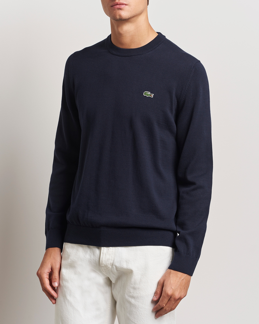 Herr | Tröjor | Lacoste | Cotton Knitted Sweater Navy Blue