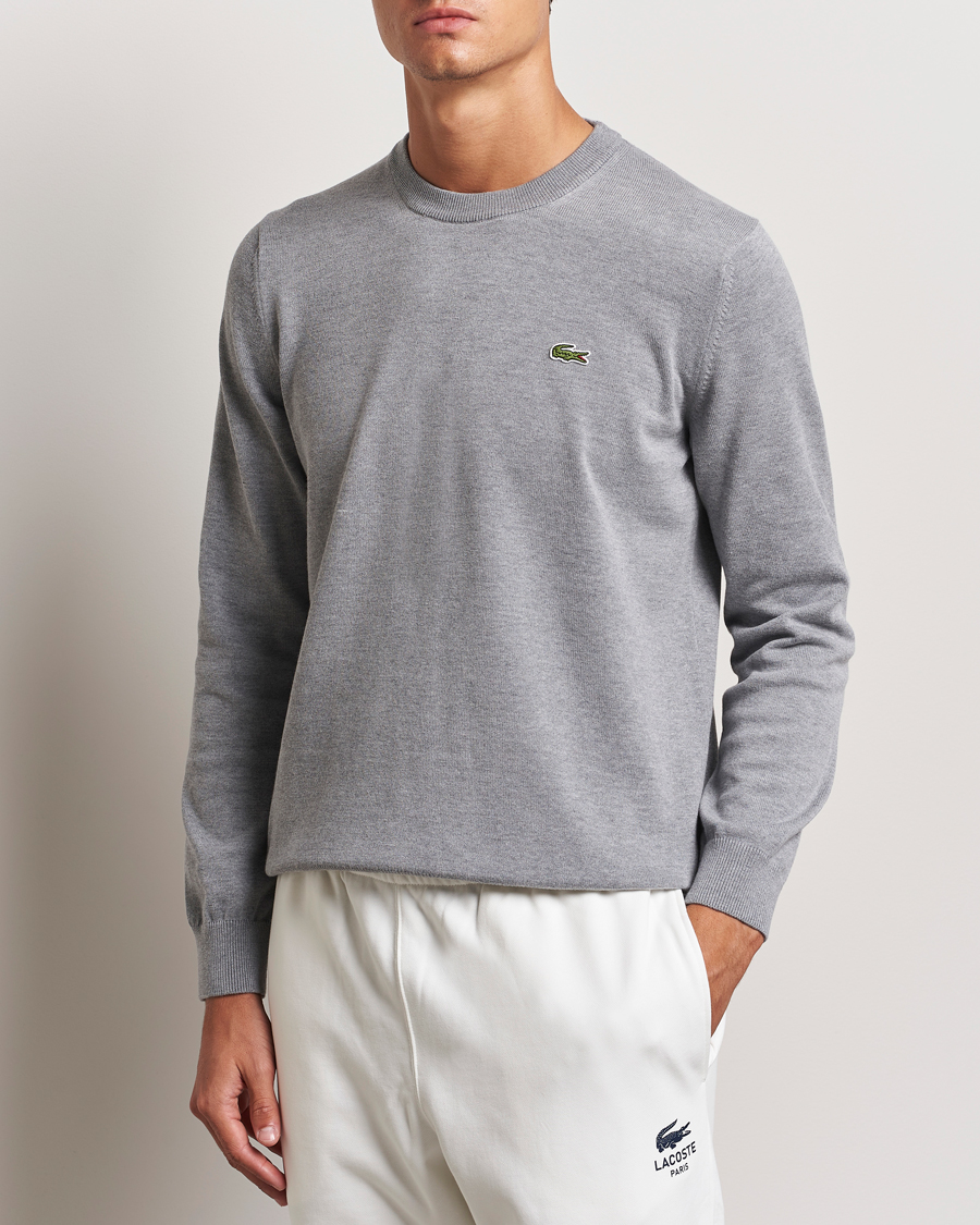 Herr | Tröjor | Lacoste | Cotton Knitted Sweater Silver Chine