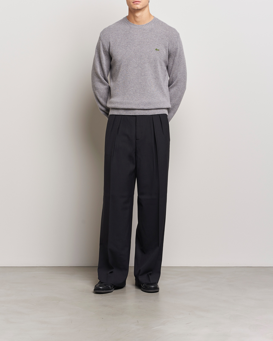 Herr | Tröjor | Lacoste | Carded Wool Crew Neck Silver Chine