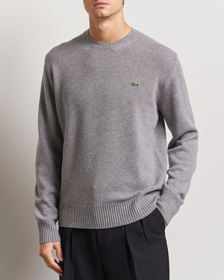 Herr | Tröjor | Lacoste | Carded Wool Crew Neck Silver Chine