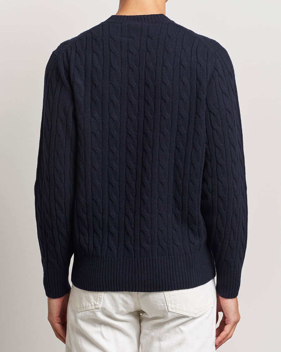 Herr | Tröjor | Lacoste | Carded Wool Cable Crew Neck Navy