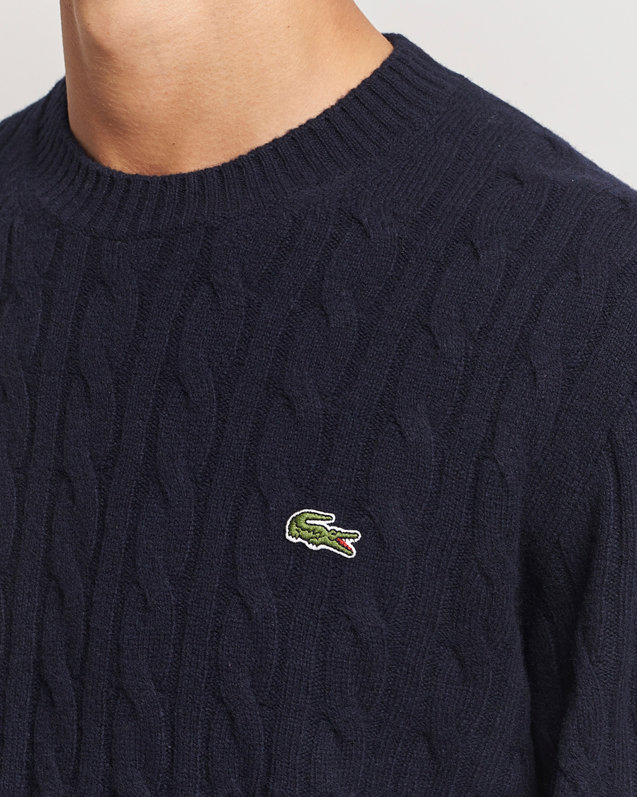 Herr | Tröjor | Lacoste | Carded Wool Cable Crew Neck Navy