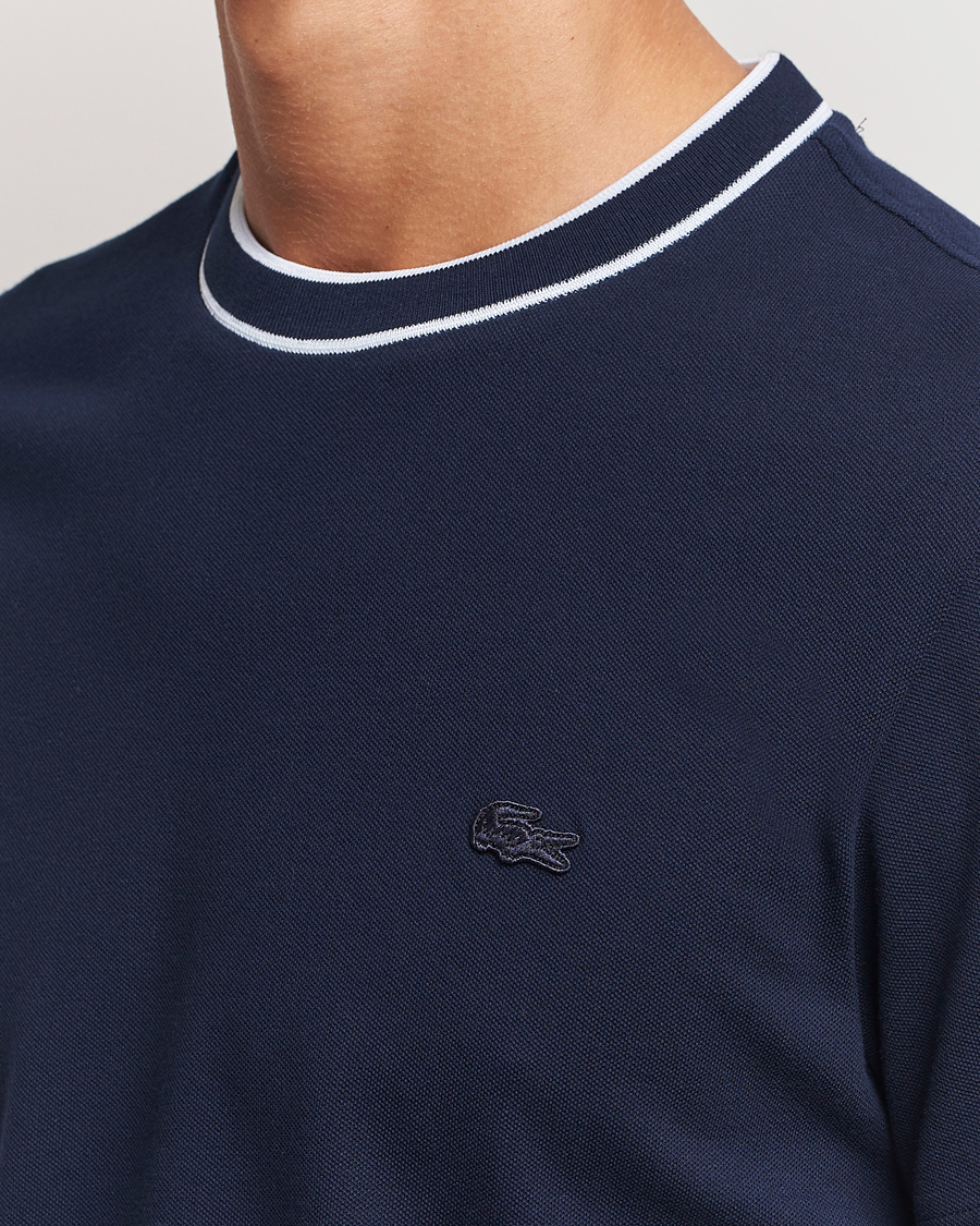 Herr | T-Shirts | Lacoste | Contrast Rib Piqué T-Shirt Navy Blue