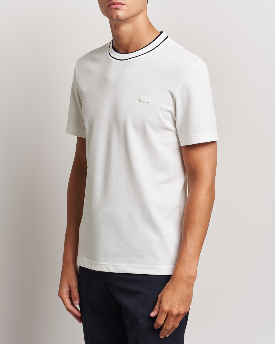 Herr | T-Shirts | Lacoste | Contrast Rib Piqué T-Shirt Flour