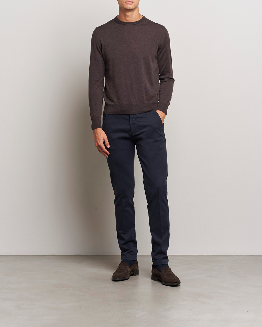 Herr | Byxor | Briglia 1949 | Slim Fit Cotton Stretch Chino Navy