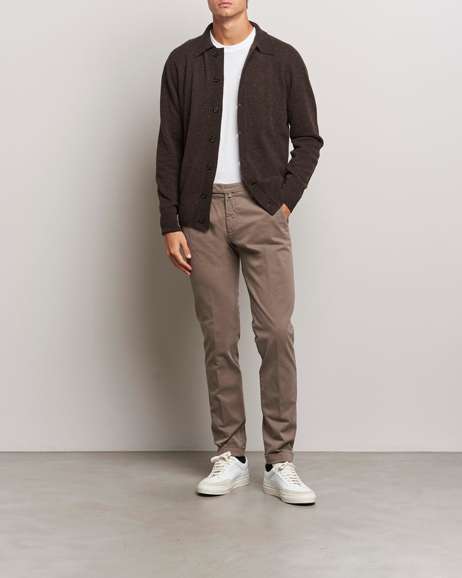 Herr | Byxor | Briglia 1949 | Slim Fit Cotton Stretch Chino Taupe