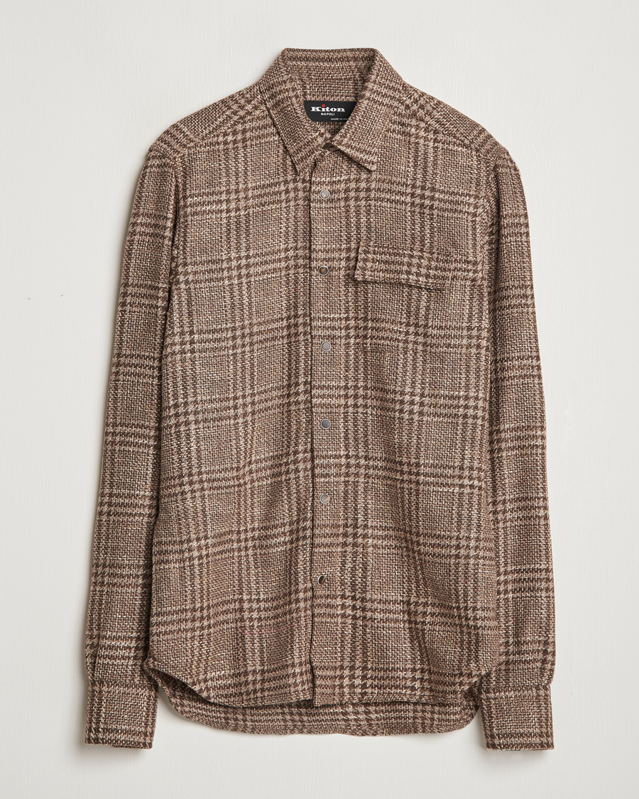 Herr | Skjortor | Kiton | Wool Check Overshirt Brown Check